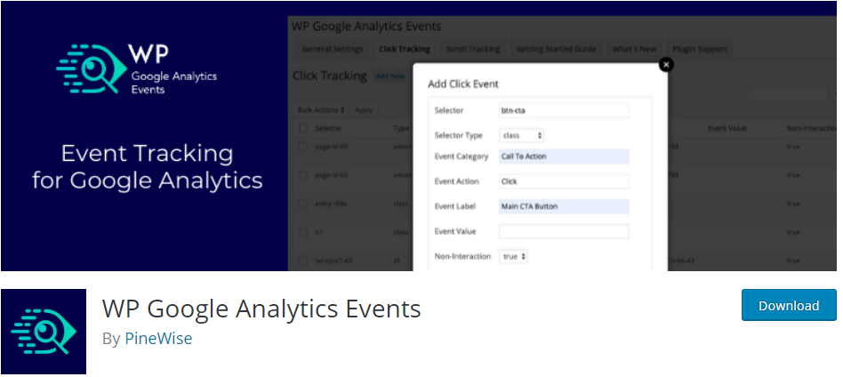 WP Google Analytics เหตุการณ์