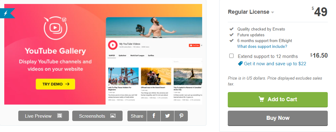 YouTube 플러그인 – WordPress YouTube 갤러리