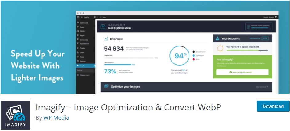 Imagify – การเพิ่มประสิทธิภาพรูปภาพ & แปลง WebP