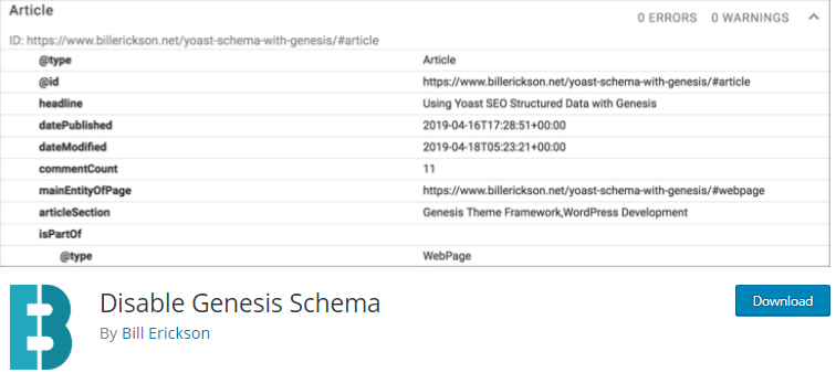 ปิดการใช้งาน Genesis Schema