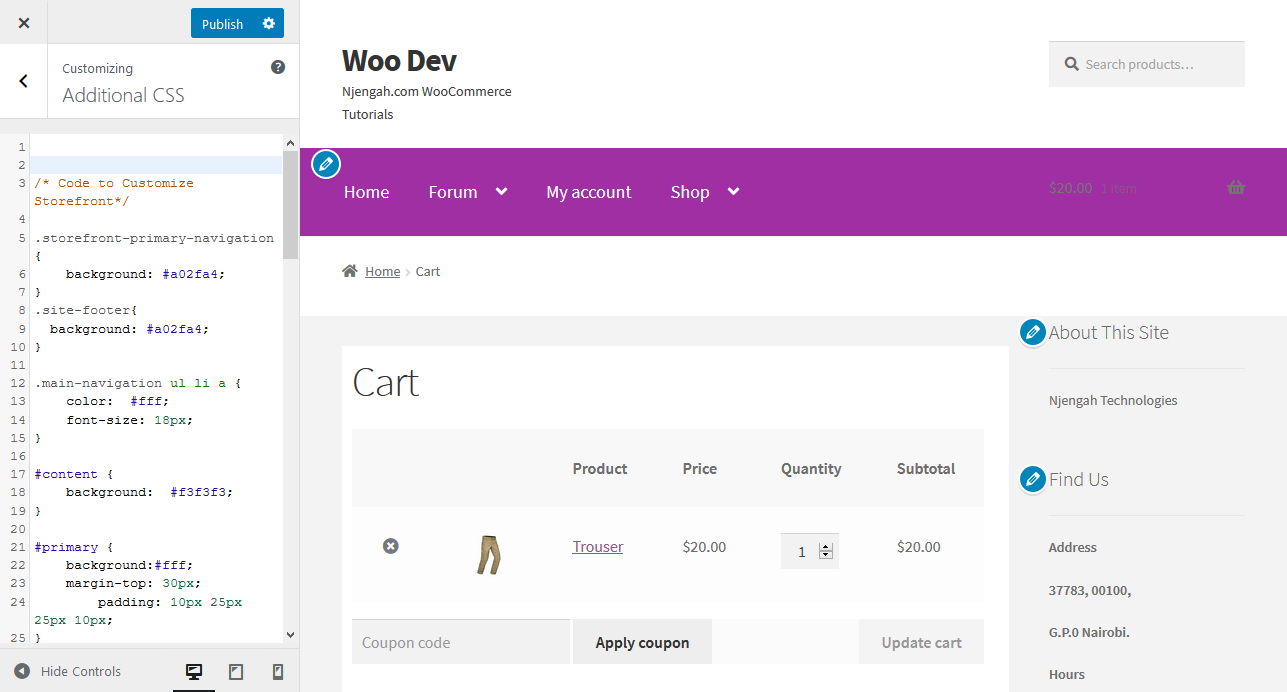 Prima di aggiungere CSS al menu