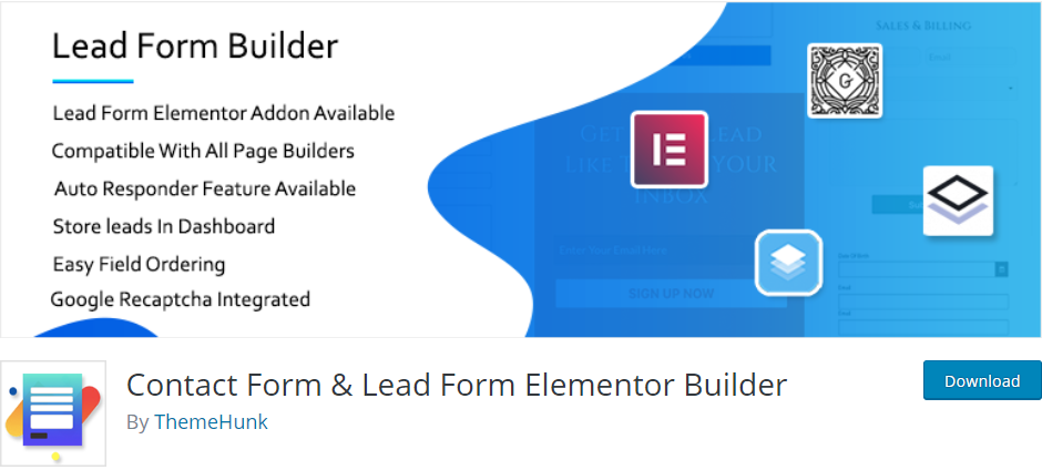 Formulaire de contact et formulaire de contact Elementor Builder