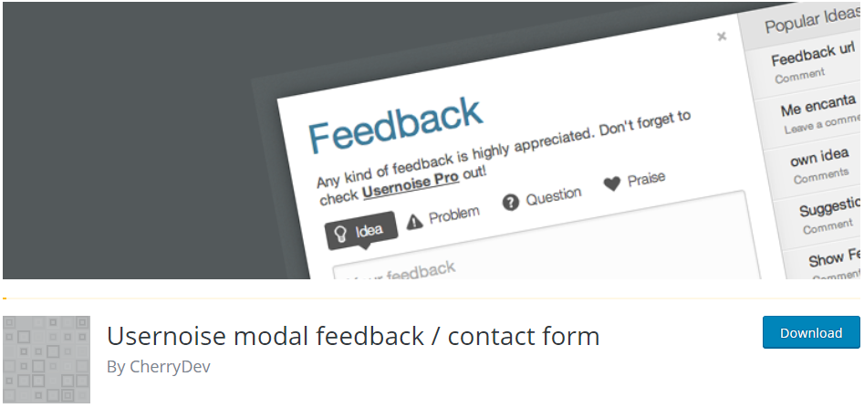 Commentaires et formulaire de contact Usernoise Pro Modal