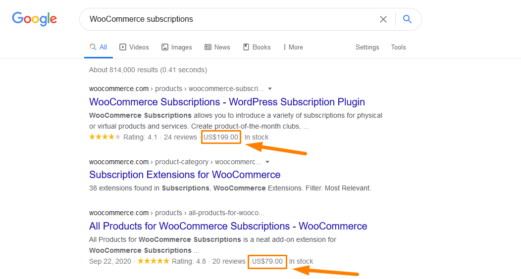 Google arama motorunda WooCommerce Fiyatı