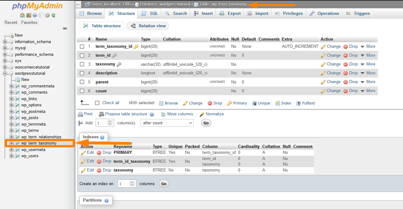 wp_term_taxonomy WordPress-Datenbanktabelle