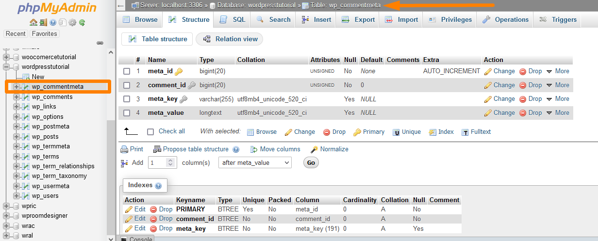 wp_commentmeta WordPress-Datenbanktabelle