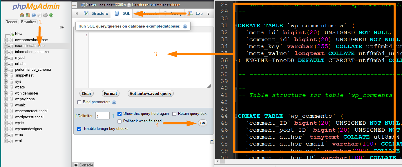 WordPress-Datenbankimport