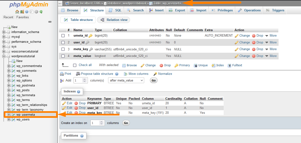 wp_usermeta WordPress-Datenbanktabelle