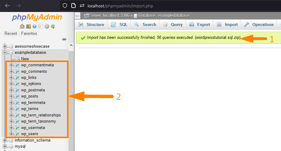 WordPress-Datenbankimport