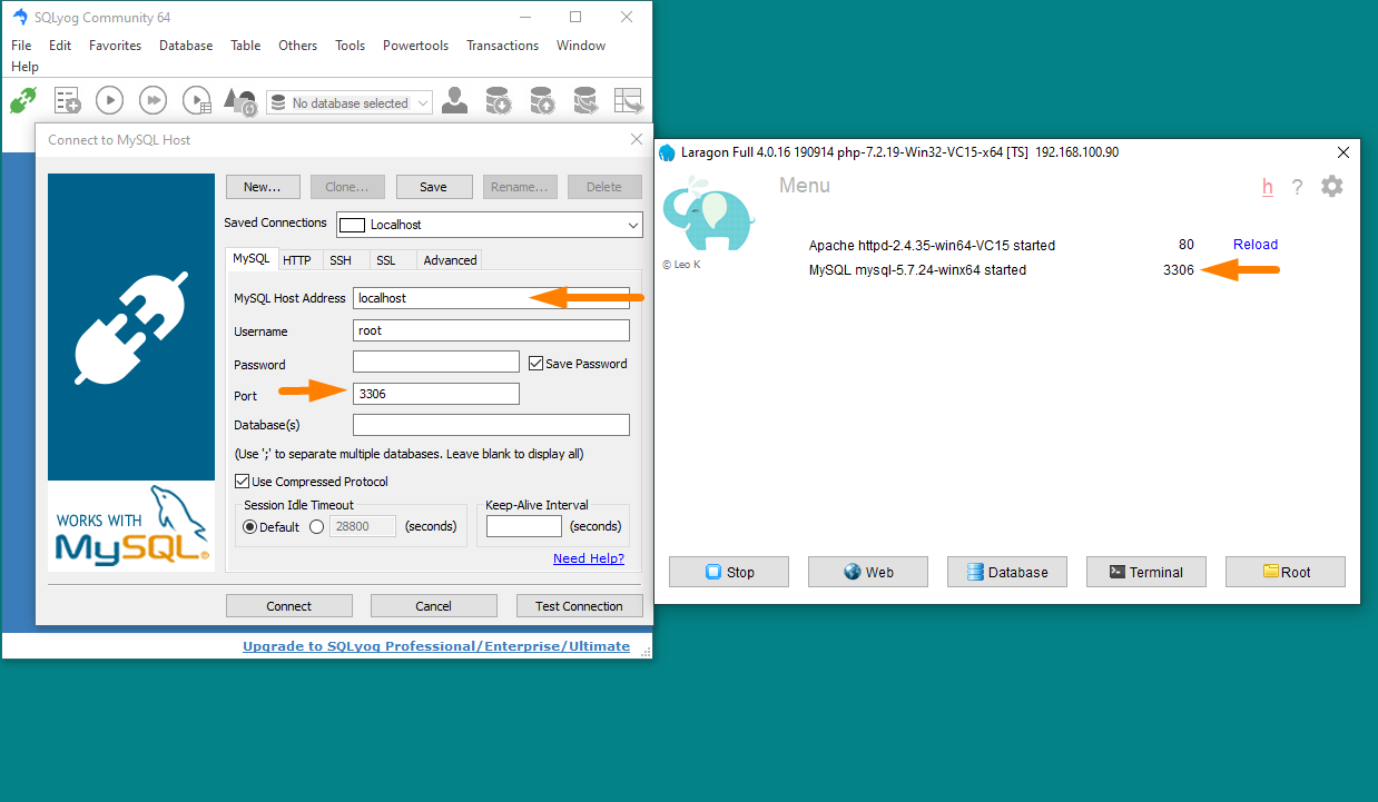 WordPress-Datenbankverbindung mit SQLYog - 1