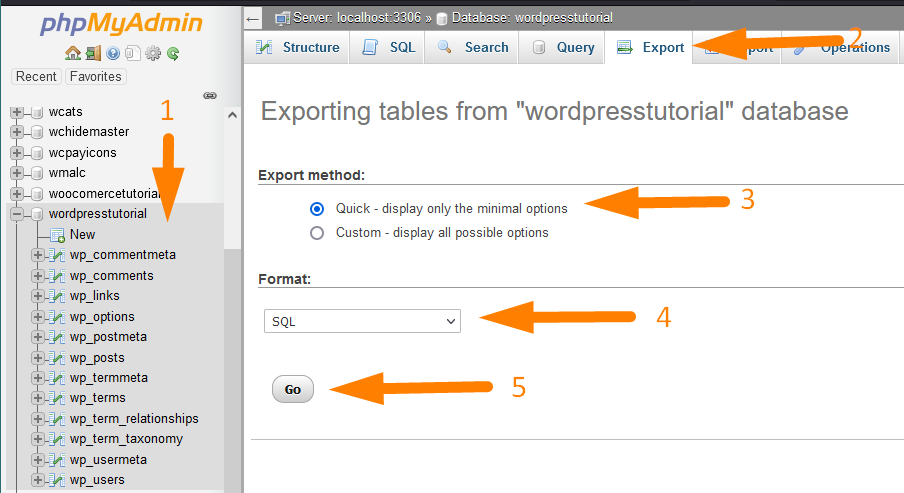 WordPress-Datenbankexport - Export -2