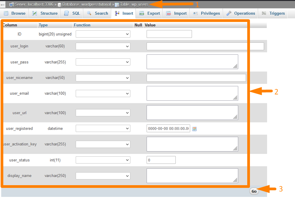 Neuer Admin-Benutzer für WordPress in der WordPress-Datenbank