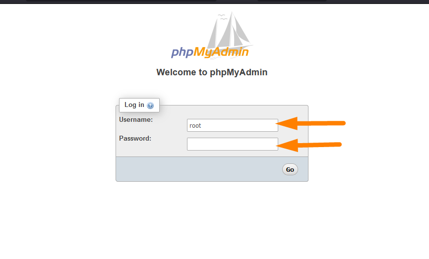 Greifen Sie auf den PhpMyAdmin-Anmeldebildschirm zu