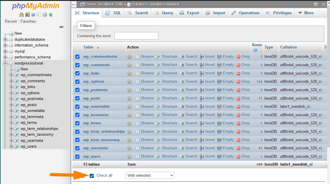 Optimierung der WordPress-Datenbank mit phpMyAdmin -1