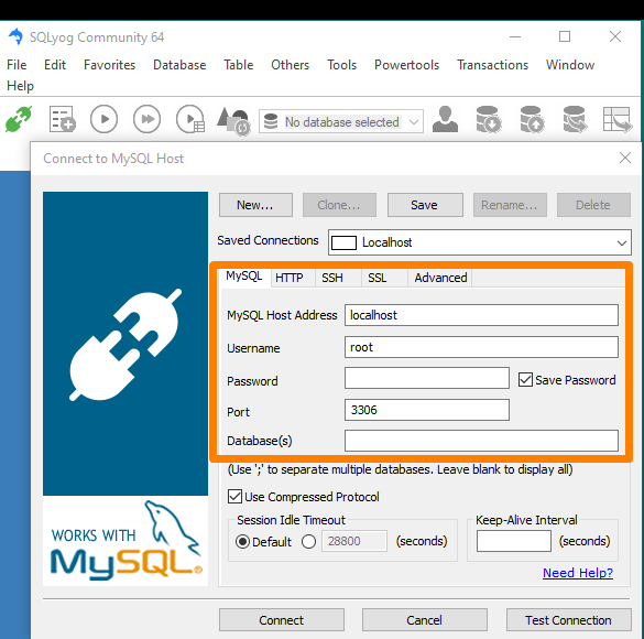 WordPress-Datenbankverbindung über SQLyog