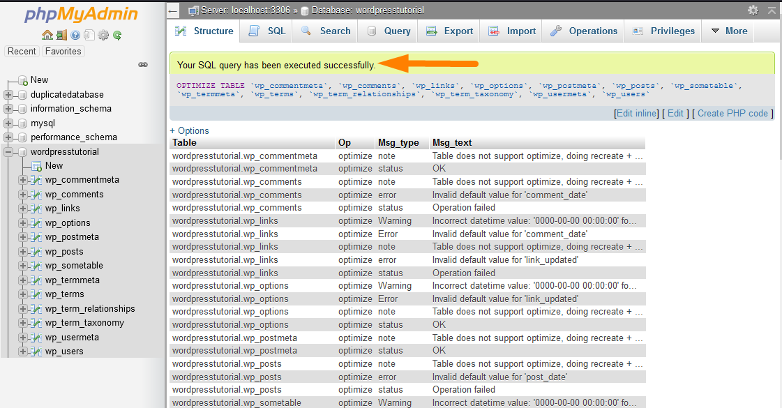 Optimierung der WordPress-Datenbank mit phpMyAdmin -3