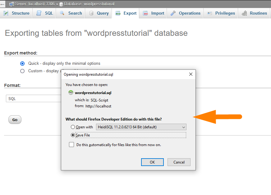 WordPress-Datenbankexport - Export -3