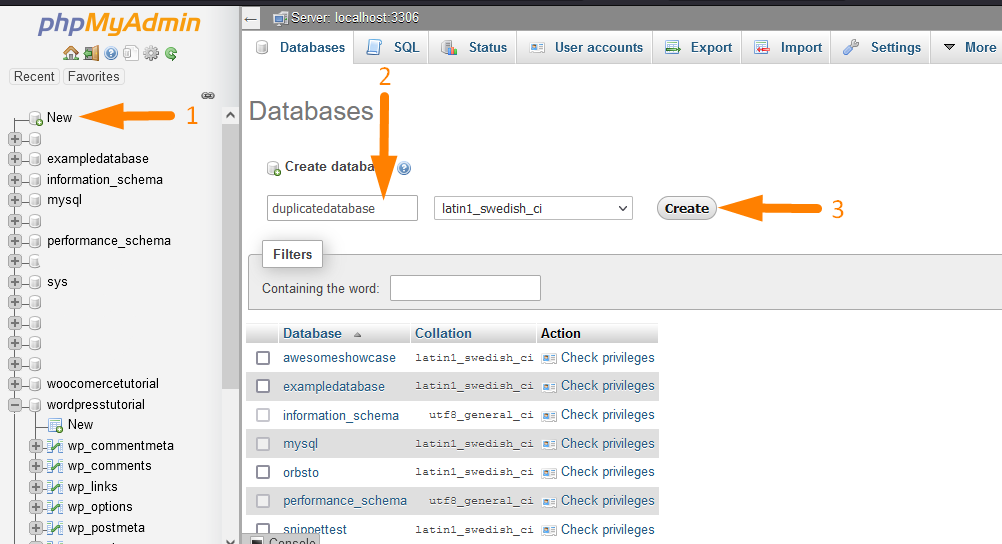 Erstellen Sie eine WordPress-Datenbank PhpMyAdmin