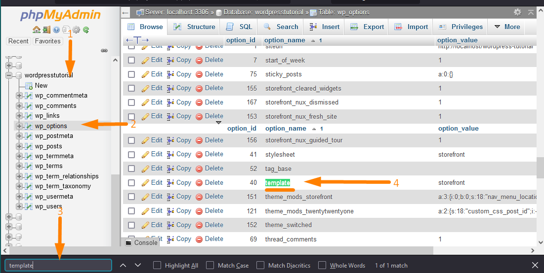 Ändern Sie das WordPress-Design über phpMyAdmin