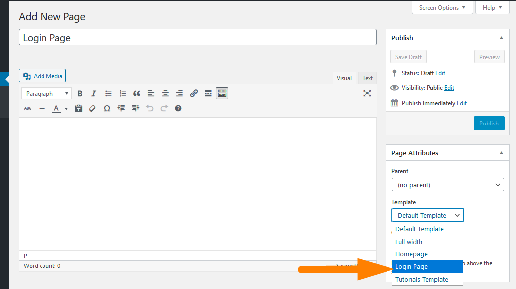 Anmeldeseite in WordPress ohne Plugin-Anmeldeseitenvorlage erstellen