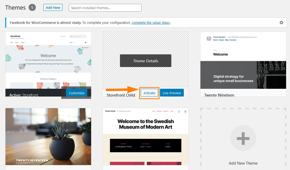 Créer un thème enfant WooCommerce Storefront