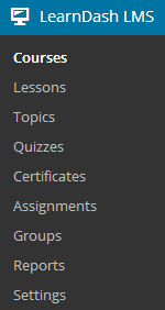 menu learndash