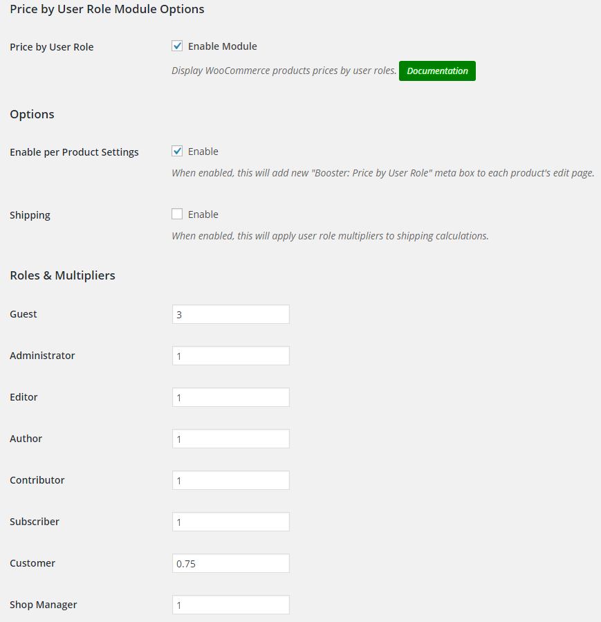 أدوار المستخدم woocommerce-price-user