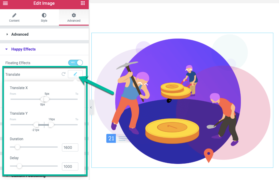 Cum să flotați elemente în Elementor fără codare CSS 7 More features of Happy Floating Effects