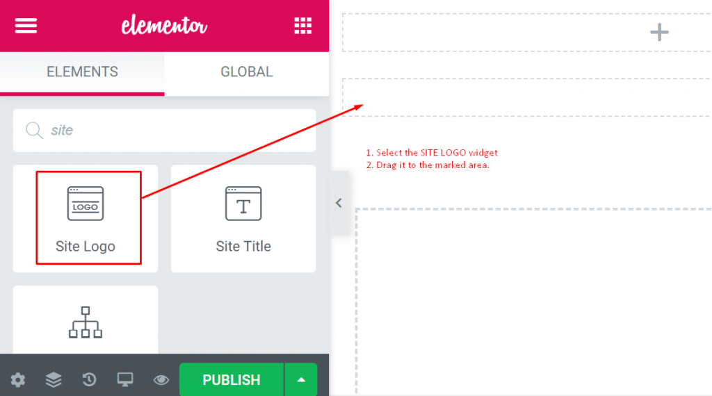 Cómo crear un encabezado adhesivo impresionante usando Elementor (Tutorial de Elementor) 11 Adding logo to Elementor header