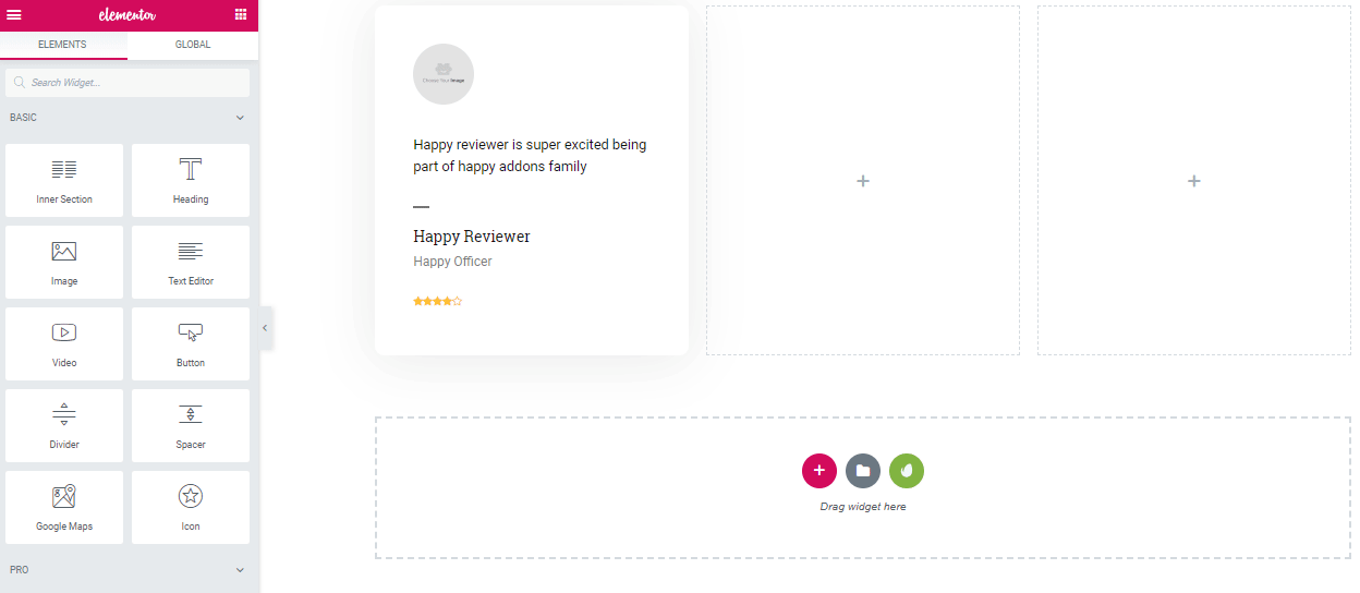 Elementor2で顧客のレビューを紹介するトレンドデザインを作成する add customer review with elementor