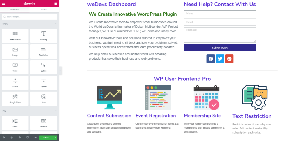 Elementor7でカスタムWordPressダッシュボードを作成する elementor-design