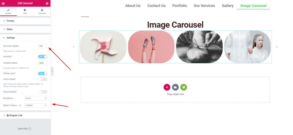 Améliorez votre site Elementor en utilisant les widgets gratuits de Happy Addons 11 Settings of Slides