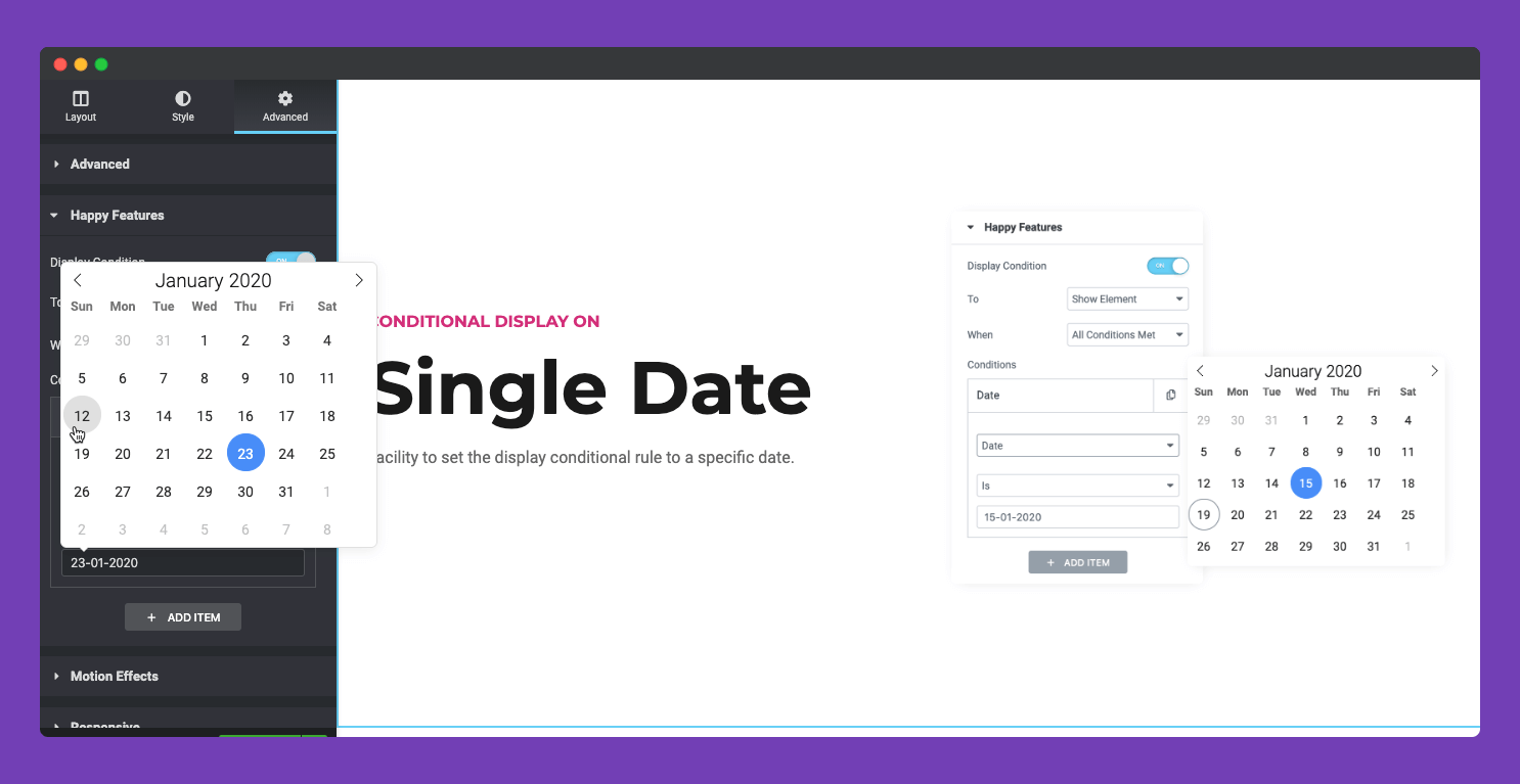 Suggerimenti e trucchi per implementare le nuove funzionalità di Happy Addon sul tuo sito 5 conditional display new features of happy addons