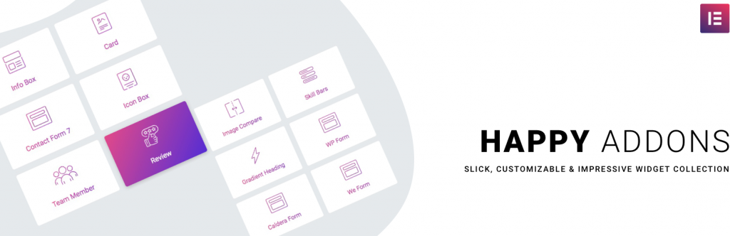 En İyi 10 WordPress Web Sitesi Oluşturucu (Ücretsiz ve Ücretli) 5 Happy Elementor Addons Banner