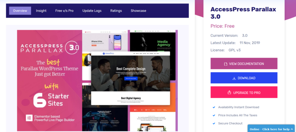 Elementor1に最適な6つのWordPressテーマ Parallax Effect Elementor WordPress Theme