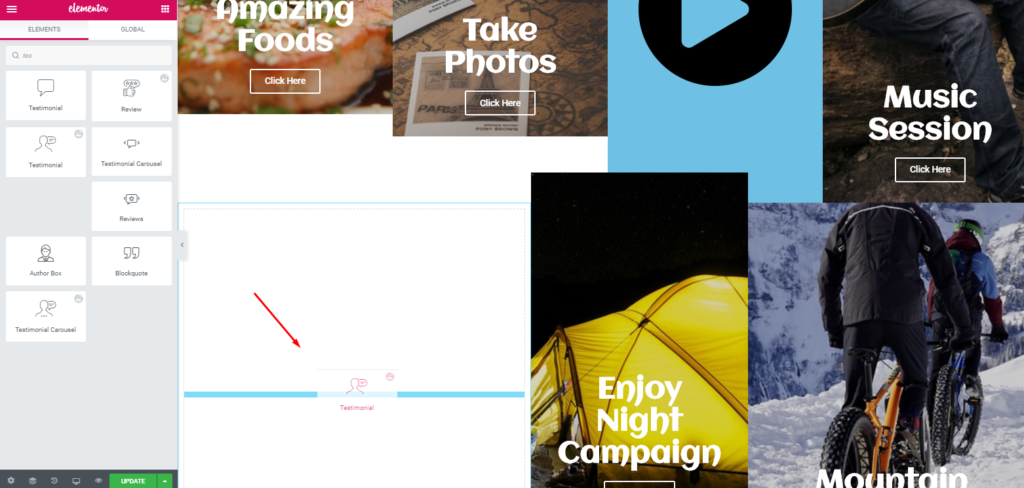 Cómo crear un sitio web de viajes con WordPress y Elementor en menos de una hora 33 Adding Testimonial Widget