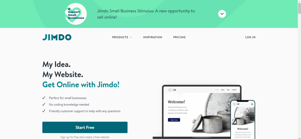 Top 7 software gratuit pentru crearea de site-uri web (Cum să-l alegi pe cel potrivit?) 3 jimdo - free website building software