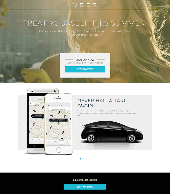 แนวทางปฏิบัติที่ดีที่สุดสำหรับหน้า Landing Page เพื่อเพิ่มยอดขายของคุณ 21 uber-landing-page