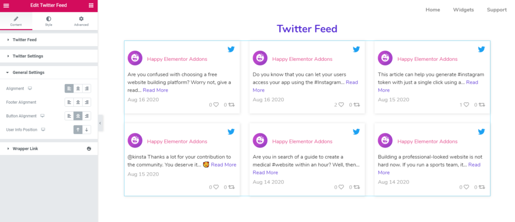 اعرض محتوياتك الاجتماعية بطريقة جذابة باستخدام خلاصات وسائل التواصل الاجتماعي Happy Addons (Facebook ، Twitter ، Instagram) 35 Social Media feed