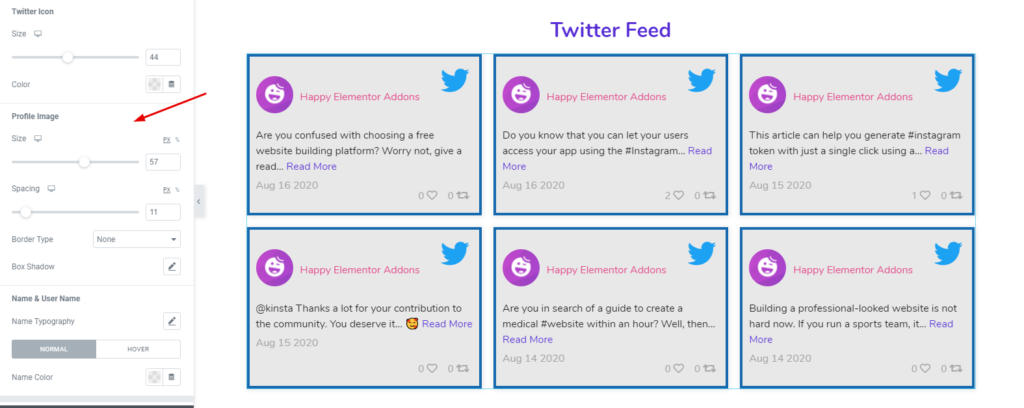 اعرض محتوياتك الاجتماعية بطريقة جذابة باستخدام خلاصات الوسائط الاجتماعية Happy Addons (Facebook و Twitter و Instagram) 38 Twitter feed