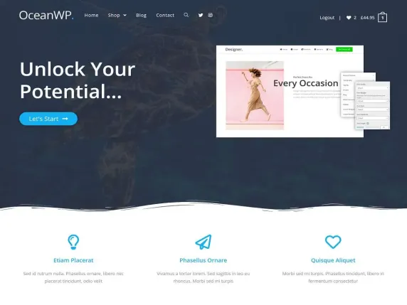أفضل 10 ثيمات ووردبريس مجانية للأعمال 2 OceanWP business WordPress themes