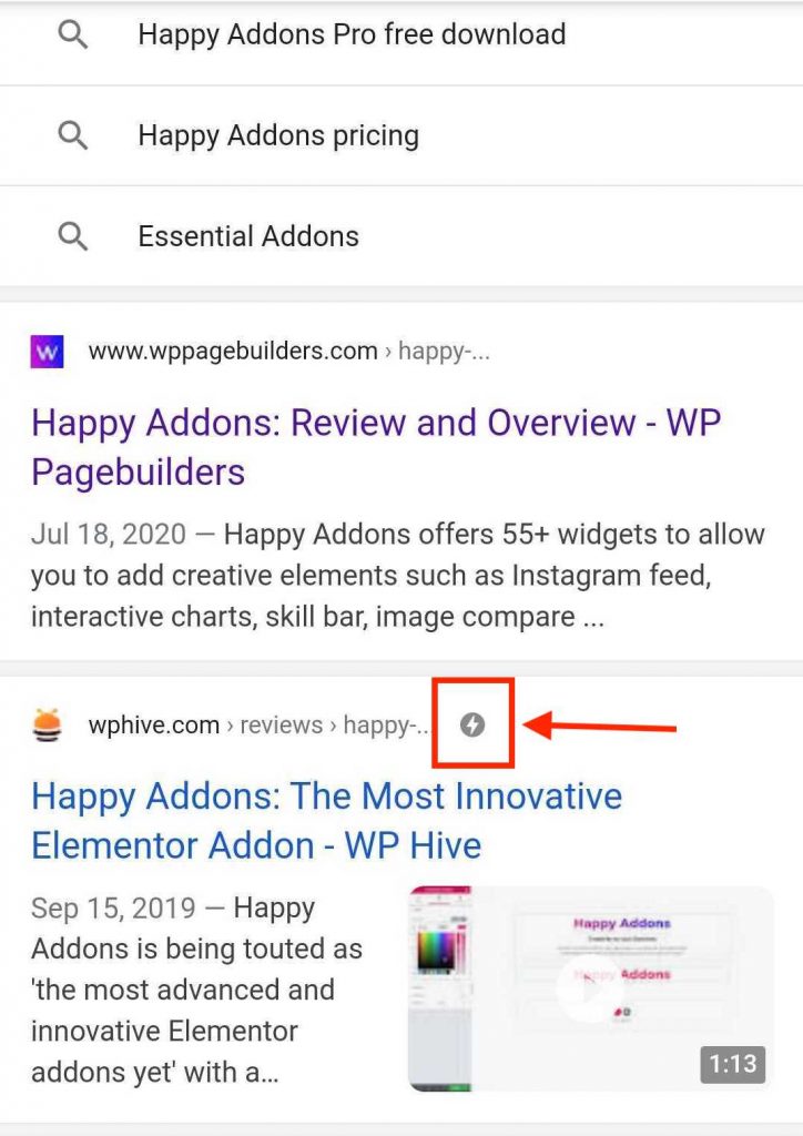 วิธีสร้างเว็บไซต์ที่เข้ากันได้กับ AMP ด้วย Elementor 10 amp sign in search results