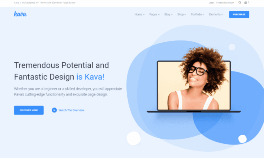 Los 10 mejores temas GRATUITOS para Elementor: personalice su sitio web con extrema facilidad 3 Kava- Tremendous Potential Theme