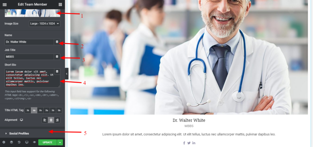 Come creare un sito Web medico utilizzando WordPress ed Elementor 15 choose team member widget