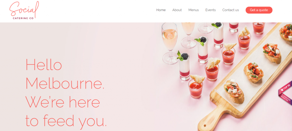 Cómo crear un sitio web de restaurante usando WordPress y Elementor 21 Social Catering Co.