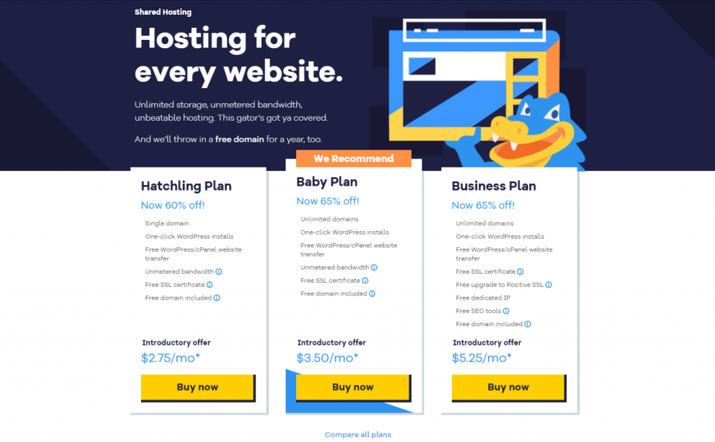 Alojamiento de WordPress compartido vs administrado: ¿cuál es el adecuado para usted? 8 HostGator Hosting Plan