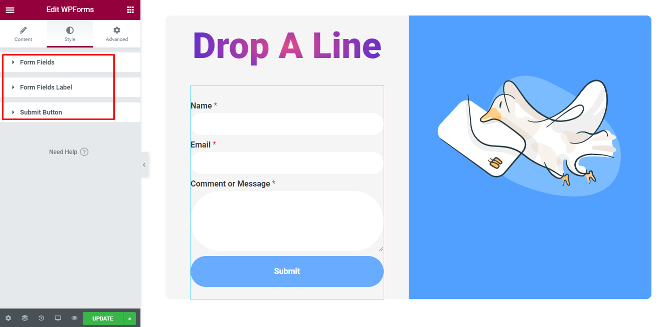 ¡Cómo personalizar el diseño de su formulario en Elementor usando los widgets Happy Form GRATIS! 11 Style the form