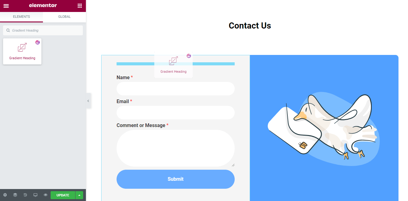 ¡Cómo personalizar el diseño de su formulario en Elementor usando los widgets Happy Form GRATIS! 9 Add Happy Gradient Heading