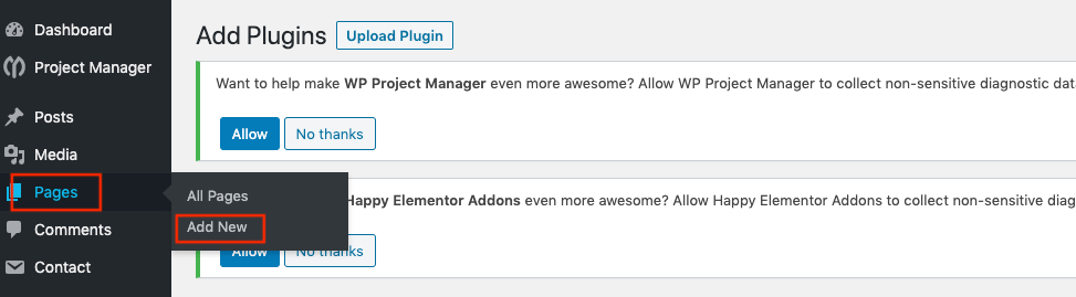 ¡Cómo personalizar el diseño de su formulario en Elementor usando los widgets Happy Form GRATIS! 4 Add new page Elementor
