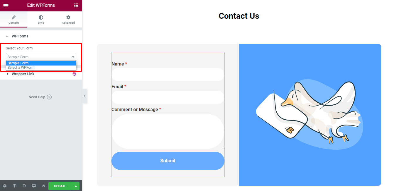 ¡Cómo personalizar el diseño de su formulario en Elementor usando los widgets Happy Form GRATIS! 8 SElect the created form
